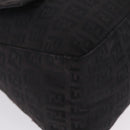 FENDI Zucchino Canvas Mamma Baguette Shoulder Bag Black Silver Auth BA15800V-12