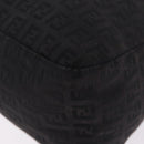 FENDI Zucchino Canvas Mamma Baguette Shoulder Bag Black Silver Auth BA15800V-15