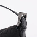 FENDI Zucchino Canvas Mamma Baguette Shoulder Bag Black Silver Auth BA15800V-16