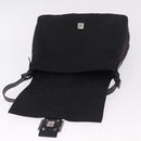 FENDI Zucchino Canvas Mamma Baguette Shoulder Bag Black Silver Auth BA15800V-20