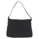 FENDI Zucchino Canvas Mamma Baguette Shoulder Bag Black Silver Auth BA15800V-3