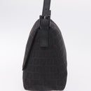 FENDI Zucchino Canvas Mamma Baguette Shoulder Bag Black Silver Auth BA15800V-4