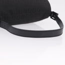 FENDI Zucchino Canvas Mamma Baguette Shoulder Bag Black Silver Auth BA15800V-7
