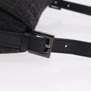 FENDI Zucchino Canvas Mamma Baguette Shoulder Bag Black Silver Auth BA15800V-9