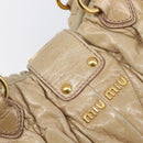 Miu Miu Matelasse Hand Bag Leather Beige Gold Auth BA15801V-14