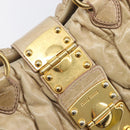 Miu Miu Matelasse Hand Bag Leather Beige Gold Auth BA15801V-15