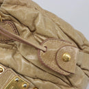 Miu Miu Matelasse Hand Bag Leather Beige Gold Auth BA15801V-18