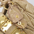 Miu Miu Matelasse Hand Bag Leather Beige Gold Auth BA15801V-19