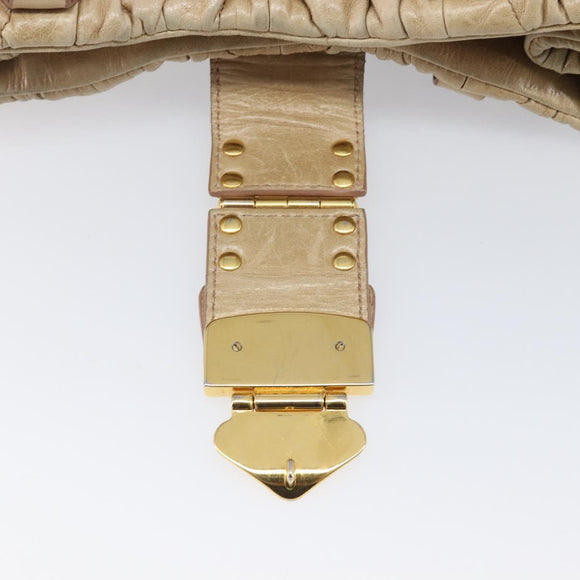 Miu Miu Matelasse Hand Bag Leather Beige Gold Auth BA15801V