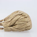 Miu Miu Matelasse Hand Bag Leather Beige Gold Auth BA15801V-5