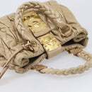 Miu Miu Matelasse Hand Bag Leather Beige Gold Auth BA15801V-6