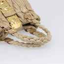 Miu Miu Matelasse Hand Bag Leather Beige Gold Auth BA15801V-7