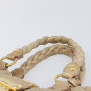 Miu Miu Matelasse Hand Bag Leather Beige Gold Auth BA15801V-8
