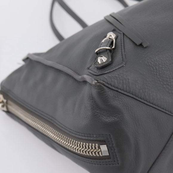 BALENCIAGA Paper B4 Hand Bag Leather Gray Silver 432596 Auth BA15802V