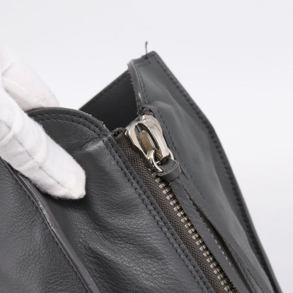 BALENCIAGA Paper B4 Hand Bag Leather Gray Silver 432596 Auth BA15802V