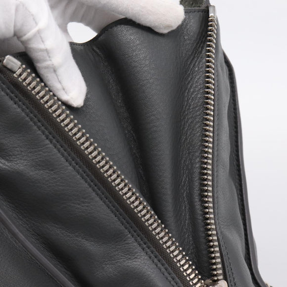 BALENCIAGA Paper B4 Hand Bag Leather Gray Silver 432596 Auth BA15802V