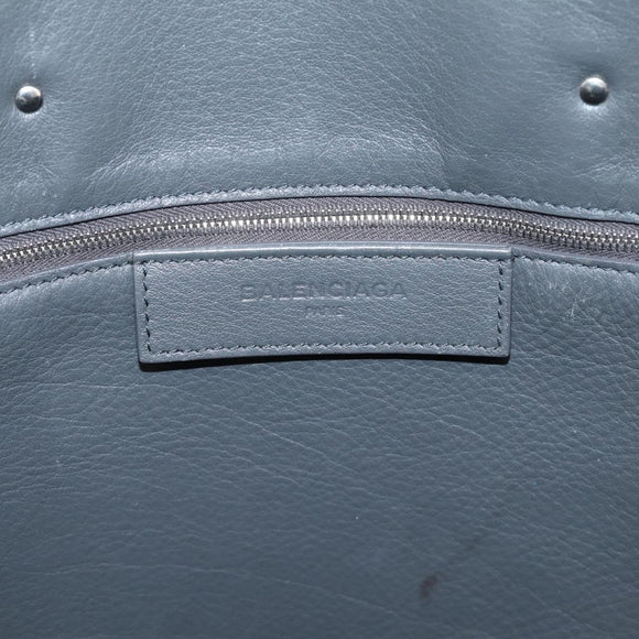 BALENCIAGA Paper B4 Hand Bag Leather Gray Silver 432596 Auth BA15802V