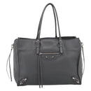 BALENCIAGA Paper B4 Hand Bag Leather Gray Silver 432596 Auth BA15802V-13