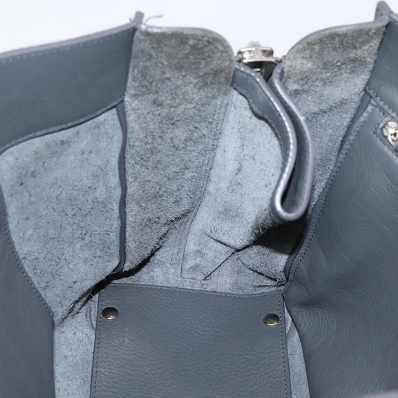 BALENCIAGA Paper B4 Hand Bag Leather Gray Silver 432596 Auth BA15802V