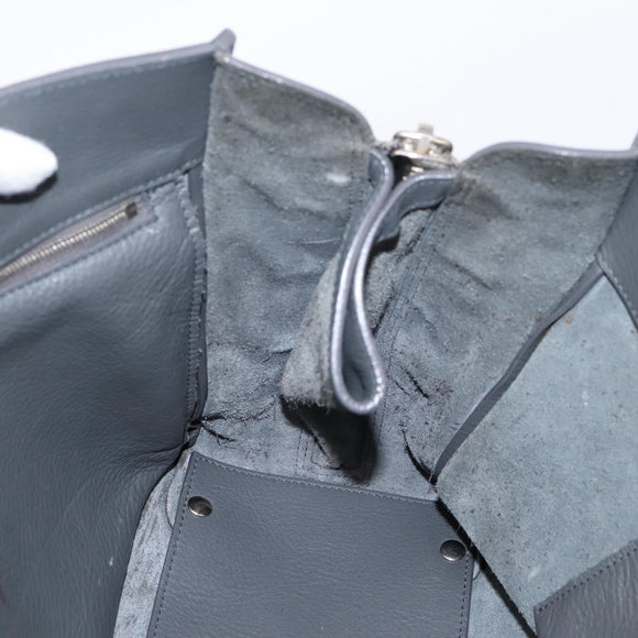 BALENCIAGA Paper B4 Hand Bag Leather Gray Silver 432596 Auth BA15802V