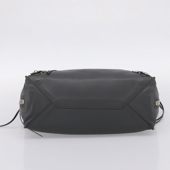 BALENCIAGA Paper B4 Hand Bag Leather Gray Silver 432596 Auth BA15802V