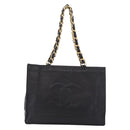 CHANEL Chain Big COCO Mark Tote Bag Lamb Skin Black Gold CC Auth BA15804V-2