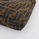 FENDI Zucca Canvas Mamma Baguette Shoulder Bag Black Brown Auth BA15806V-9