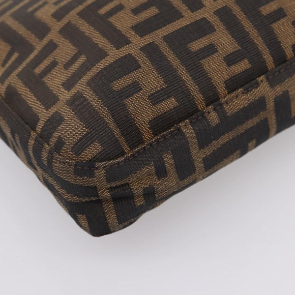 FENDI Zucca Canvas Mamma Baguette Shoulder Bag Black Brown Auth BA15806V