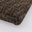 FENDI Zucca Canvas Mamma Baguette Shoulder Bag Black Brown Auth BA15806V-15