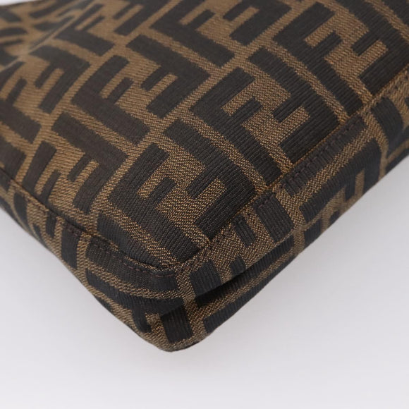FENDI Zucca Canvas Mamma Baguette Shoulder Bag Black Brown Auth BA15806V
