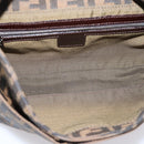 FENDI Zucca Canvas Mamma Baguette Shoulder Bag Black Brown Auth BA15806V-11