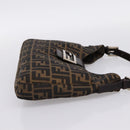 FENDI Zucca Canvas Mamma Baguette Shoulder Bag Black Brown Auth BA15806V-4