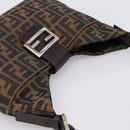FENDI Zucca Canvas Mamma Baguette Shoulder Bag Black Brown Auth BA15806V-6