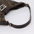 FENDI Zucca Canvas Mamma Baguette Shoulder Bag Black Brown Auth BA15806V-7