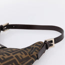 FENDI Zucca Canvas Mamma Baguette Shoulder Bag Black Brown Auth BA15806V-8