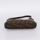 FENDI Zucca Canvas Mamma Baguette Shoulder Bag Black Brown Auth BA15806V-5