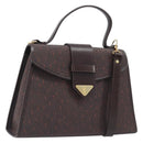 SAINT LAURENT Hand Bag PVC Canvas 2way Brown Gold Auth BA15808A-1