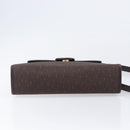 SAINT LAURENT Hand Bag PVC Canvas 2way Brown Gold Auth BA15808A-5