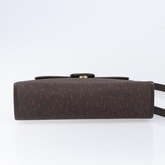SAINT LAURENT Hand Bag PVC Canvas 2way Brown Gold Auth BA15808A