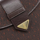 SAINT LAURENT Hand Bag PVC Canvas 2way Brown Gold Auth BA15808A-20