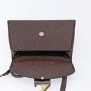SAINT LAURENT Hand Bag PVC Canvas 2way Brown Gold Auth BA15808A-21