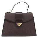 SAINT LAURENT Hand Bag PVC Canvas 2way Brown Gold Auth BA15808A-13