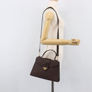 SAINT LAURENT Hand Bag PVC Canvas 2way Brown Gold Auth BA15808A-26