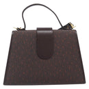 SAINT LAURENT Hand Bag PVC Canvas 2way Brown Gold Auth BA15808A-2