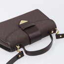 SAINT LAURENT Hand Bag PVC Canvas 2way Brown Gold Auth BA15808A-6