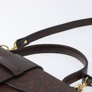 SAINT LAURENT Hand Bag PVC Canvas 2way Brown Gold Auth BA15808A-14