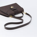 SAINT LAURENT Hand Bag PVC Canvas 2way Brown Gold Auth BA15808A-8