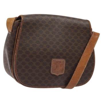CELINE Macadam Canvas Shoulder Bag PVC Leather Brown Gold Auth BA1581