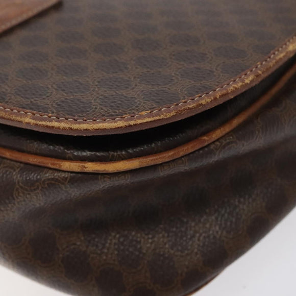CELINE Macadam Canvas Shoulder Bag PVC Leather Brown Gold Auth BA1581