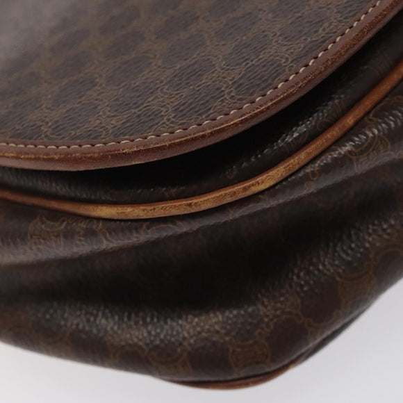 CELINE Macadam Canvas Shoulder Bag PVC Leather Brown Gold Auth BA1581